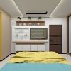 дизайн интерьера спальни, проект спальной комнаты в современном стиле, корпусная мебель в интерьере