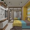 дизайн интерьера спальни, шкаф-купе в спальной комнате, корпусная мебель в интерьере