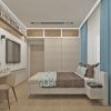 дизайн интерьера спальни, спальная комната в современном стиле, дизайн зоны хранения, антресоль в спальне