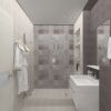 дизайн интерьера ванной комнаты, интерьер санузла, душевая кабина в ванне, плитка керама марацци.