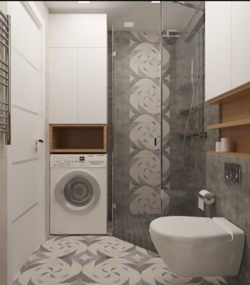 интерьер ванной, дизайн ванной, проект ванной комнаты, дизайн-проект ванной, проект санузла, душевая кабина в ванне.